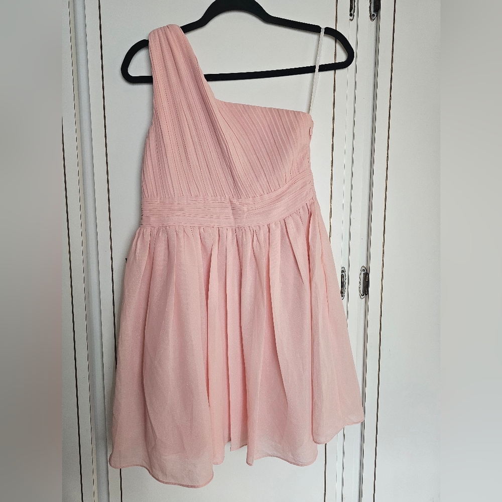 Minuet Petite Blush One-Shoulder Dress